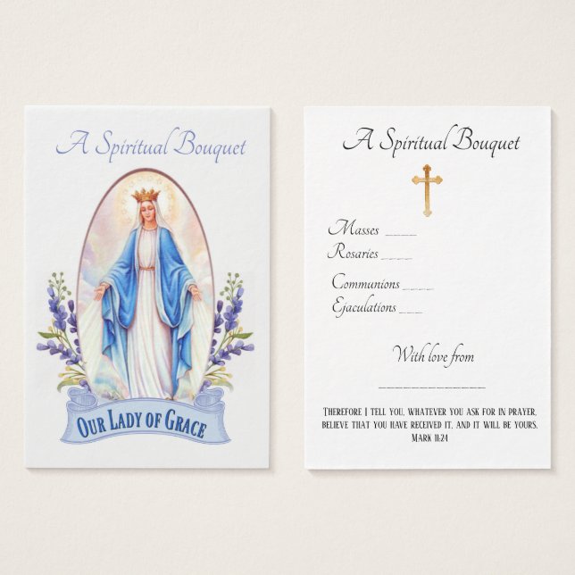 Lady of Grace Spiritual Bouquet Prayer Holy Card (Front & Back)