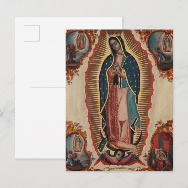 Lady of Guadalupe, 1780 by Sebastian Zalcedo Invitation Postcard (Front/Back)