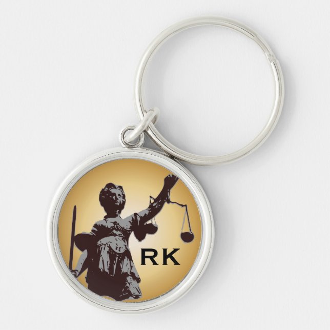 Lady of Justice with scales with monogram Keychain (Front)