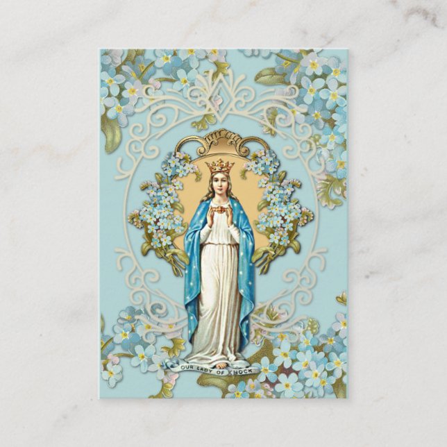 Lady of Knock Virgin Mary Prayer Floral  Enclosure Card (Front)
