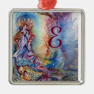 LADY OF LAKE , Magic and Mystery monogram Metal Ornament
