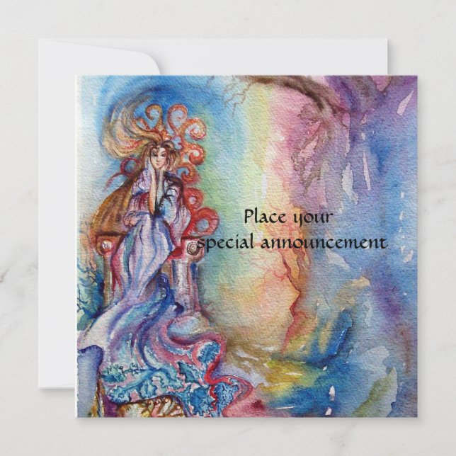 LADY OF LAKE vibrant bright blue pink purple white Announcement (Front)