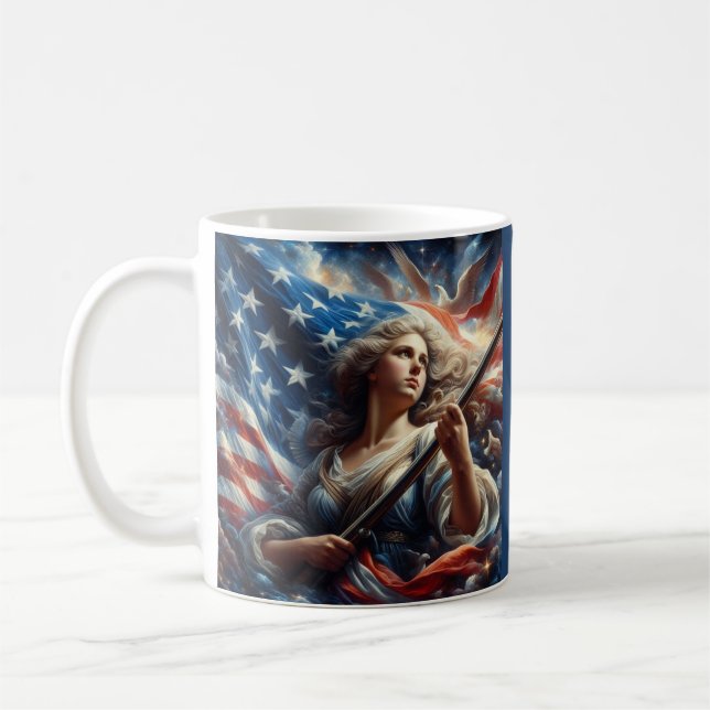 Lady Of Liberty - Patriotism Art Coffee Mug (Left)
