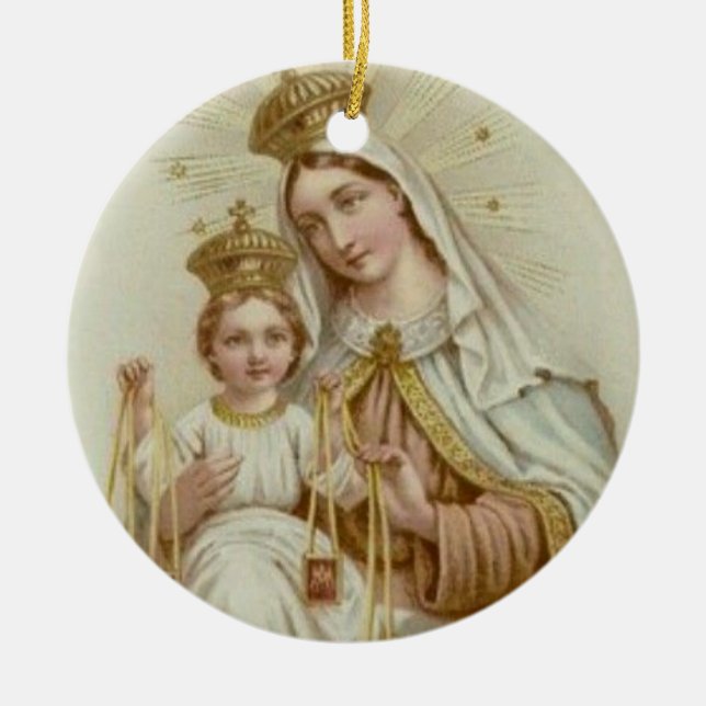 Lady of Mt. Carmel with the Baby Jesus Ceramic Ornament (Front)