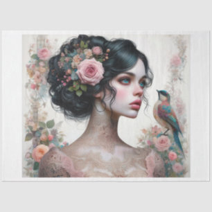 Lady of Roses Decoupage Tissue Paper