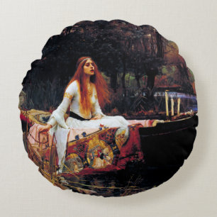 Lady Of Shallot on Boat JW Waterhouse Art Throw Round Pillow