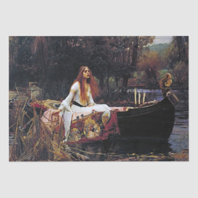 Lady Of Shallot on Boat JW Waterhouse Fine Art Tissue Paper (Front)