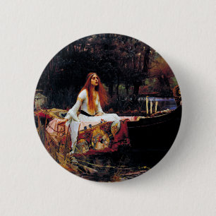 Lady Of Shallot on Boat Waterhouse Art Button