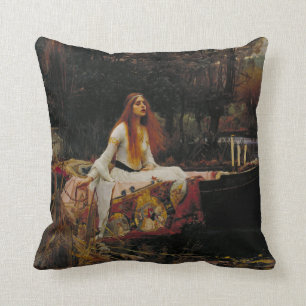 Lady of Shallot Pre-Raphaelite Painting Throw Pillow