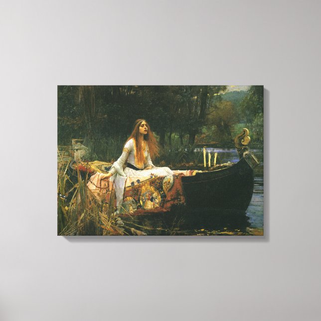 Lady of Shalott On Boat by John William Waterhouse Canvas Print (Front)