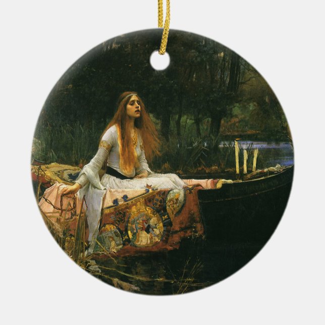 Lady of Shalott On Boat by John William Waterhouse Ceramic Ornament (Front)