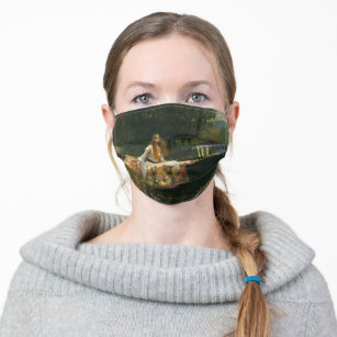 Lady of Shalott On Boat by John William Waterhouse Cloth Face Mask