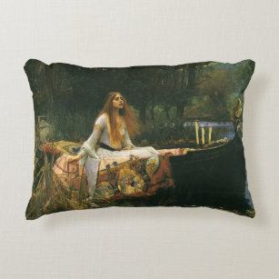 Lady of Shalott On Boat by John William Waterhouse Decorative Pillow