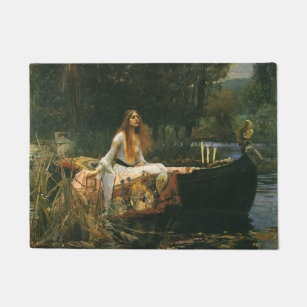 Lady of Shalott On Boat by John William Waterhouse Doormat