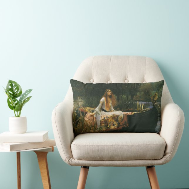 Lady of Shalott On Boat by John William Waterhouse Lumbar Pillow (Chair)