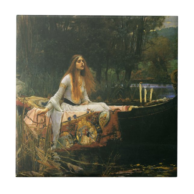Lady of Shalott On Boat by John William Waterhouse Tile (Front)