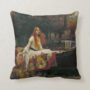 Lady of Shalott on the Water Throw Pillow