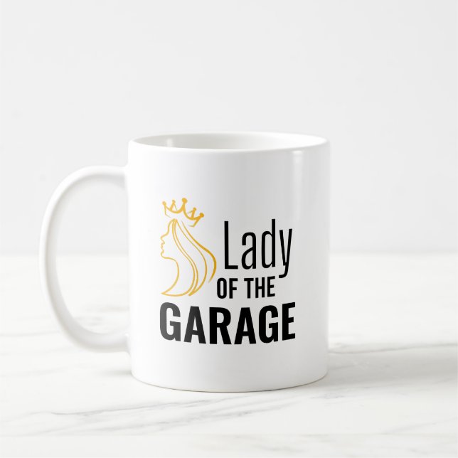Lady of the Garage – Bold Wrench Crown Design Coffee Mug (Left)