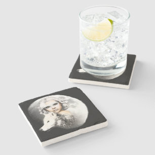 Lady of the Moon Stone Coaster