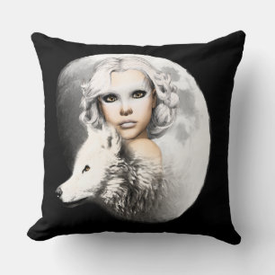 Lady of the Moon Throw Pillow