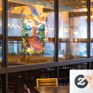 Lady of the Scenic Vista: Stained Glass Elegance A Window Cling