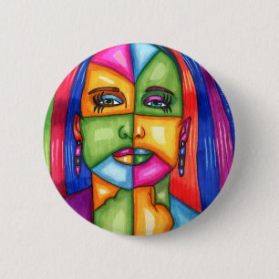 Lady Of The Stars Abstract Woman Original art 2 Inch Round Button