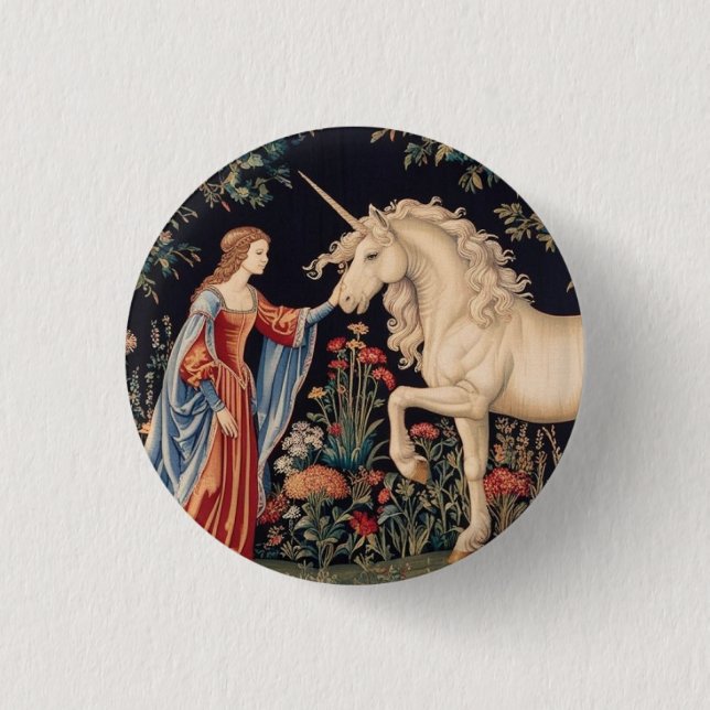 Lady of the Unicorn 1 Inch Round Button (Front)