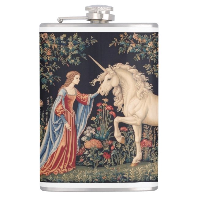 Lady of the Unicorn Hip Flask (Front)
