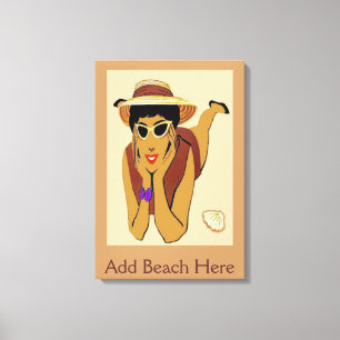 Lady On Beach, Add text Canvas Print