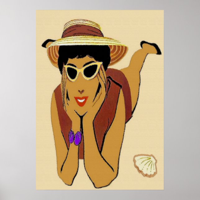 Lady on Beach Poster (Front)