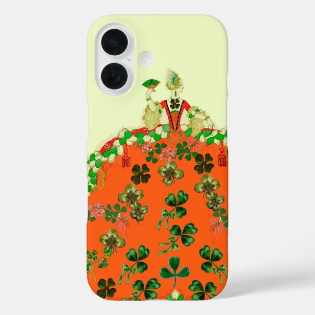 LADY ORANGE AND SHAMROCKS St. Patricks Day Fashion Case-Mate iPhone Case (Back)