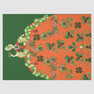 LADY ORANGE AND SHAMROCKS St. Patricks Day Green  Tissue Paper