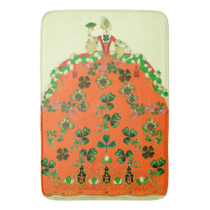 LADY ORANGE AND SHAMROCKS St. Patricks Day Party Bath Mat