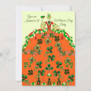LADY ORANGE AND SHAMROCKS St. Patricks Day Party Holiday Card