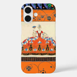 LADY ORANGE BLACK SWIRLS /FASHION COSTUME DESIGNER iPhone 16 CASE