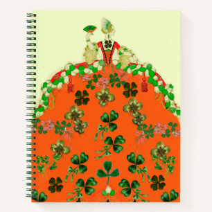 LADY ORANGE,SHAMROCKS ART DECO St. Patricks Day Notebook
