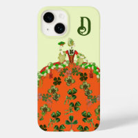 LADY ORANGE,SHAMROCKS St. Patricks Day Monogram Ca