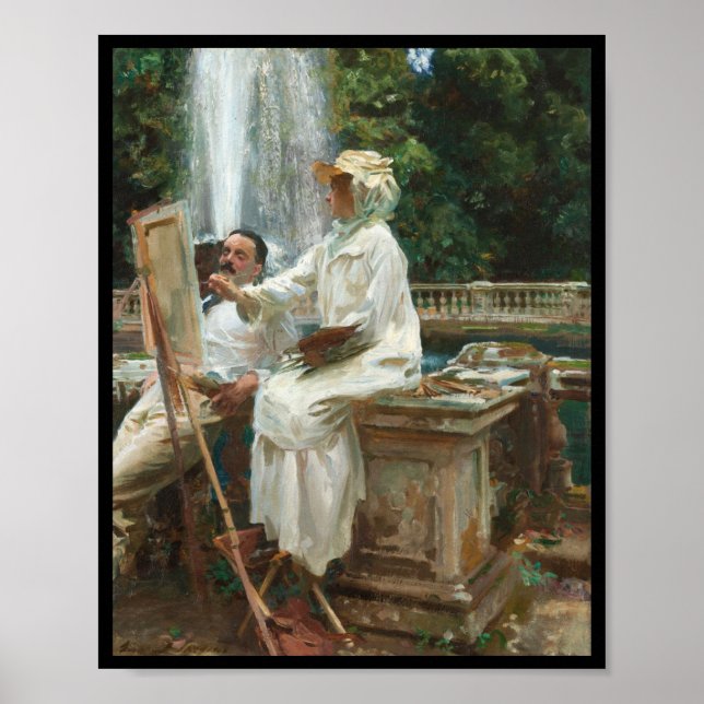 Lady Painting Beside a Waterfall Poster (Front)