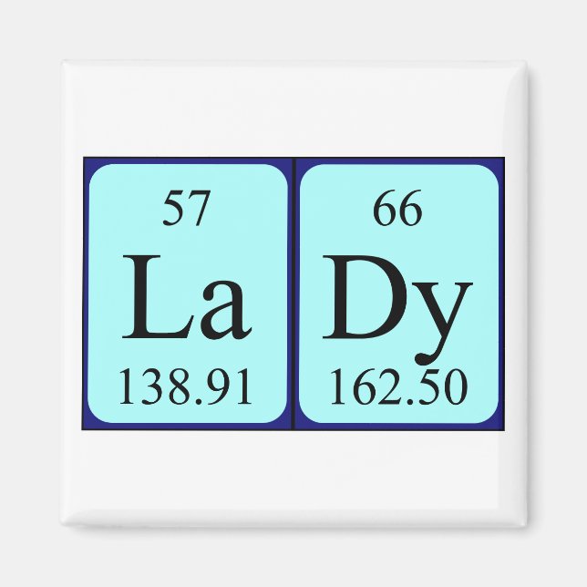Lady periodic table name magnet (Front)