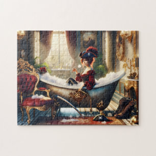 Lady Pirate Bathtub Victorian Nautical Bath Decor Jigsaw Puzzle