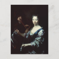 Lady playing a spinet and a flautist
