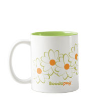 Lady Pug Mug (White&Green Flowers)