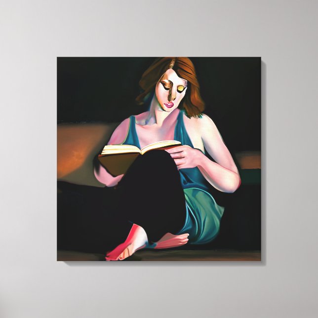 Lady Reading a Book Just Chilling Canvas Print (Front)
