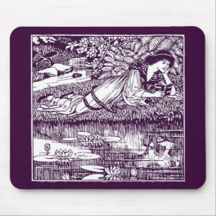 Lady Reading beside a pond Mouse Pad