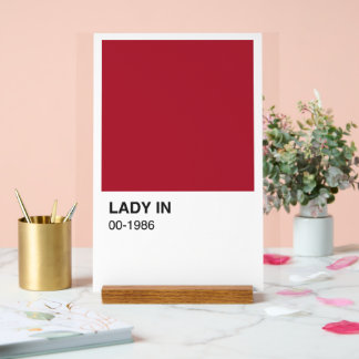 Lady Red Color Song - White Background Acrylic Sign