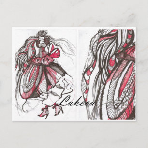 lady red postcard