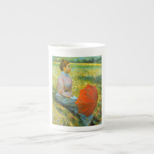 Lady Resting in a Green Meadow Bone China Mug