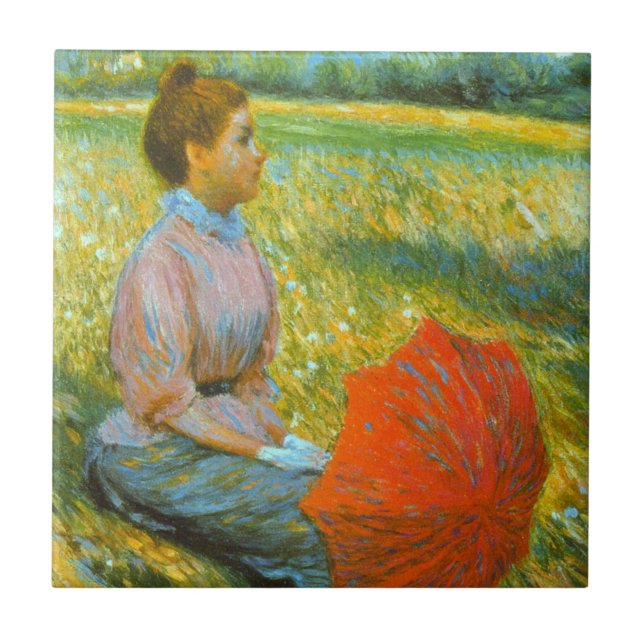 Lady Resting in a Green Meadow Tile (Front)