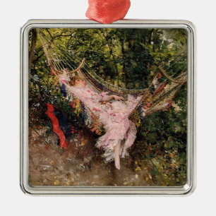 Lady Resting in a Hammock (by Giovanni Boldini) Metal Ornament