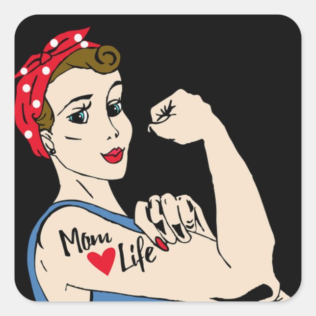 Lady rétro avec tatouage et Sticker Bandanna (Devant)